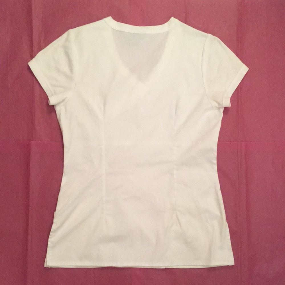 Rampage Solid White Scrub Top Size Small - Picture 2 of 4